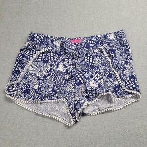 Lilly Pulitzer for Target Challis Pom Pom Shorts‎ Women's Size Medium Blue White